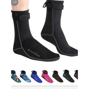 OMGear Water Socks Unisex XL Black Excellent Neoprene Ankle Strap Beach Booties